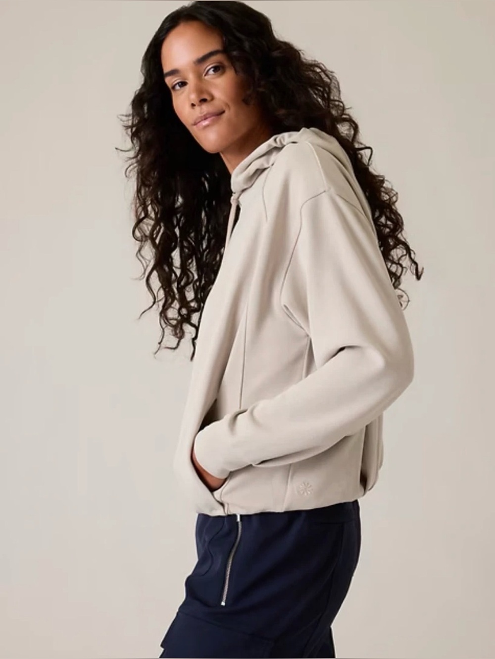 ATHLETA Seasoft Bubble Hem Hoodie abalone - Picture 3 of 3